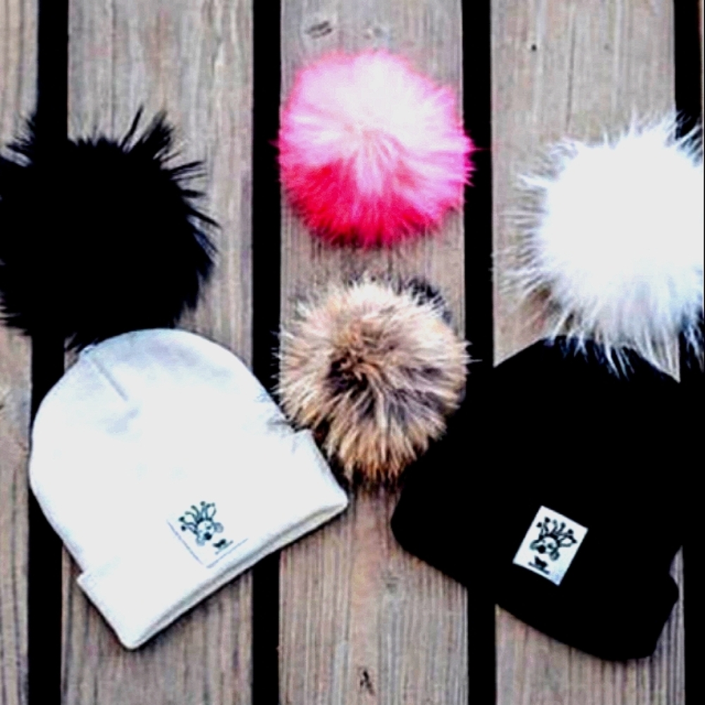 All Cookies & Cream hat w changeable pom pom Small Business Saturday half off